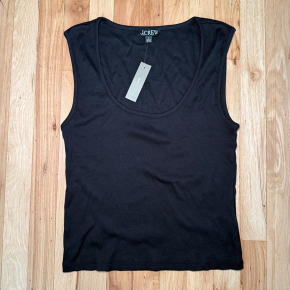 NWT J.Crew Cropped Fine Rib Scoopneck Tank Top - Picture 1 of 5